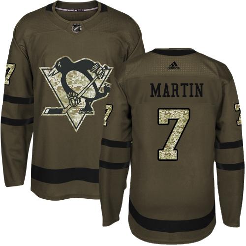 Adidas Penguins #7 Paul Martin Green Salute to Service Stitched NHL Jersey - Click Image to Close
